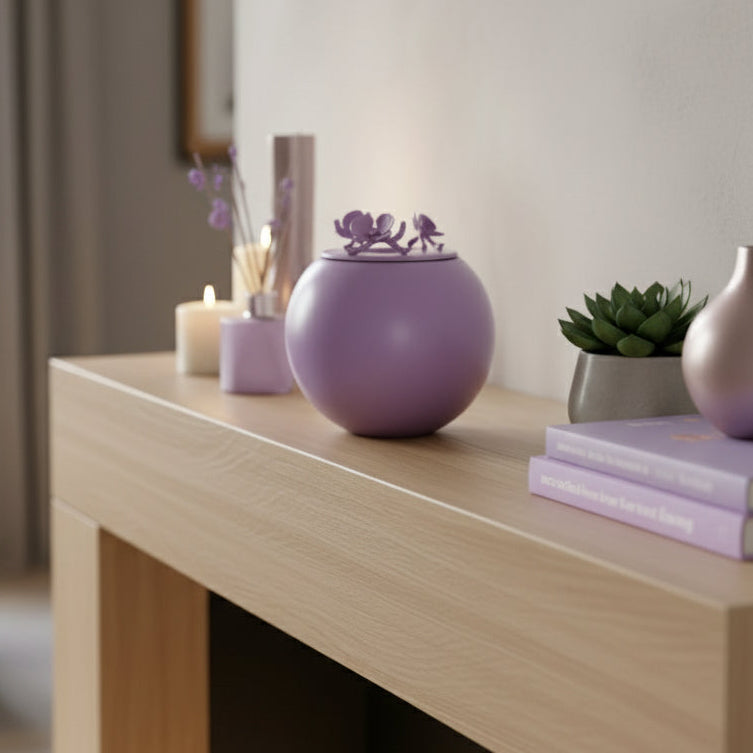 Orchid Urn for Dog & Pet Ashes - Handmade [LAVENDER]
