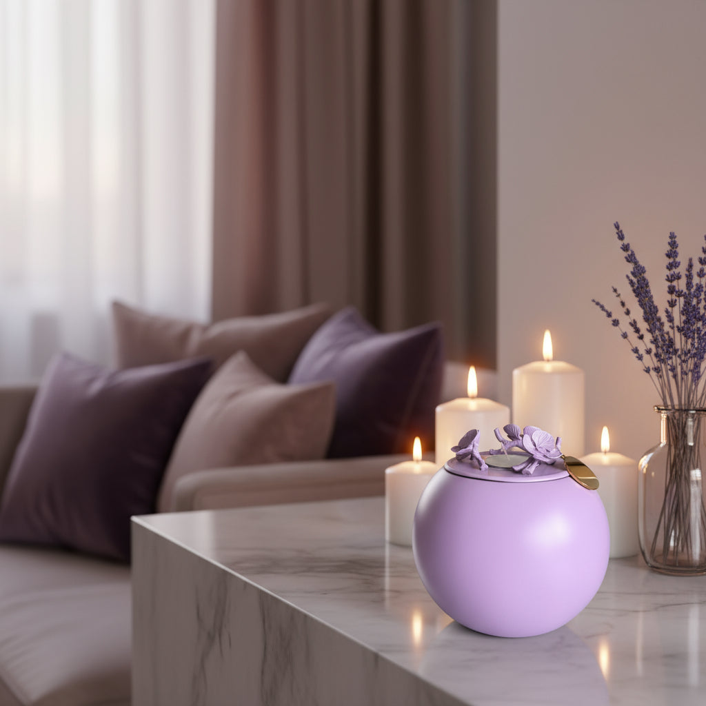 Orchid Urn for Dog & Pet Ashes - Handmade [LAVENDER]