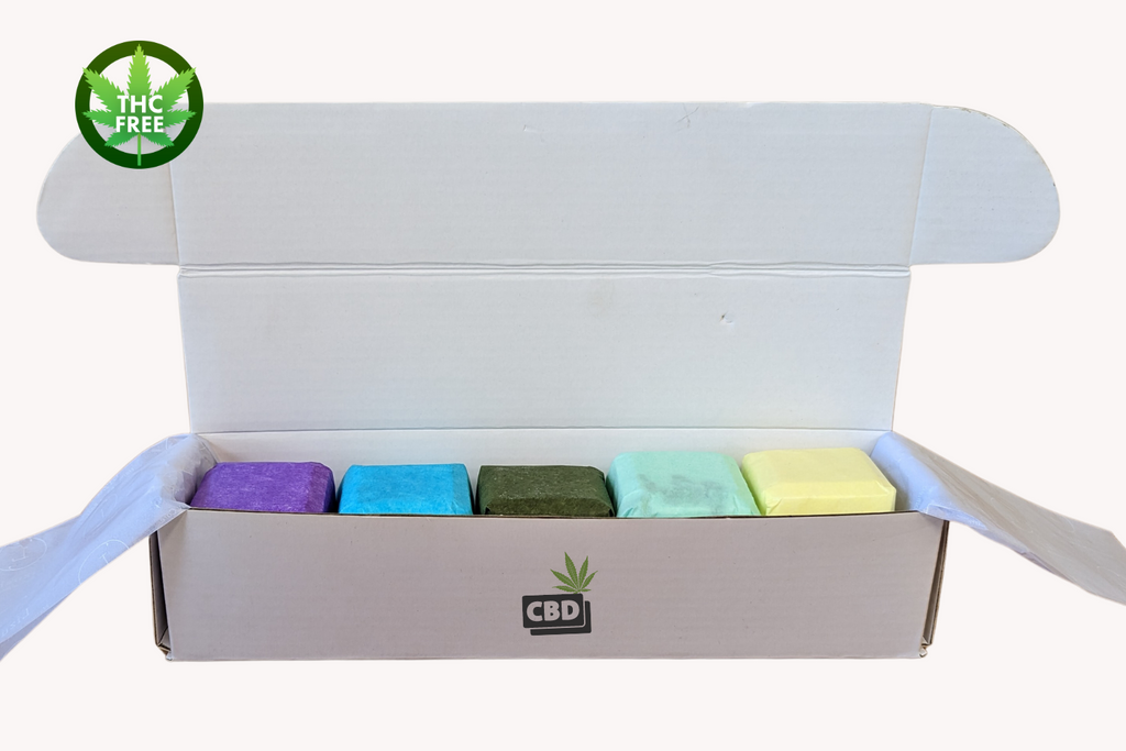 CBD Shower Steamers Gift Set with CBD - 5 Big Fizzies (THC Free) by Lizush