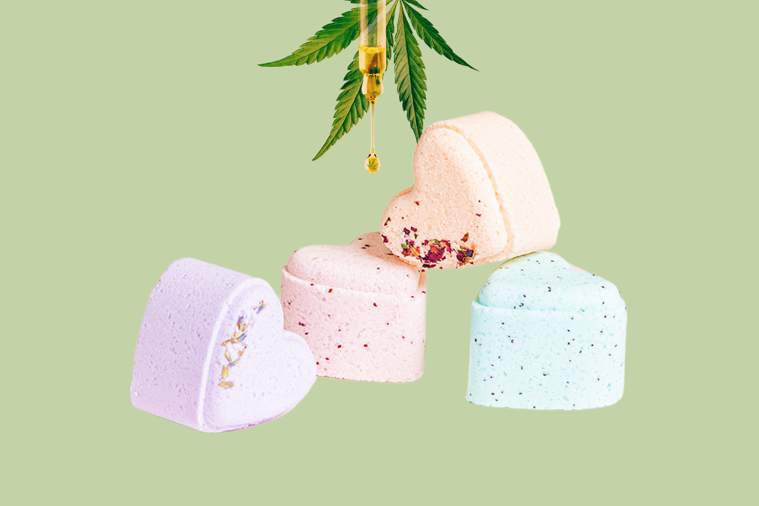 CBD -  5 Hearts Shaped Shower Steamers/ fizzies with CBD - in a Gift Box - Can be personalized. (THC free) by Lizush