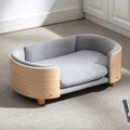 Modern Elevated Pet Sofa Bed with Wood Legs, Velvet Cushion, Washable Cover
