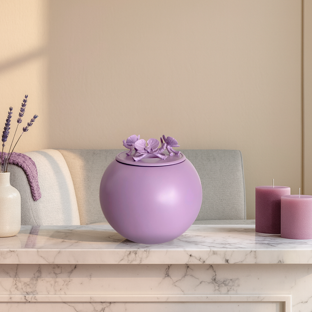 Orchid Urn for Dog & Pet Ashes - Handmade [LAVENDER]